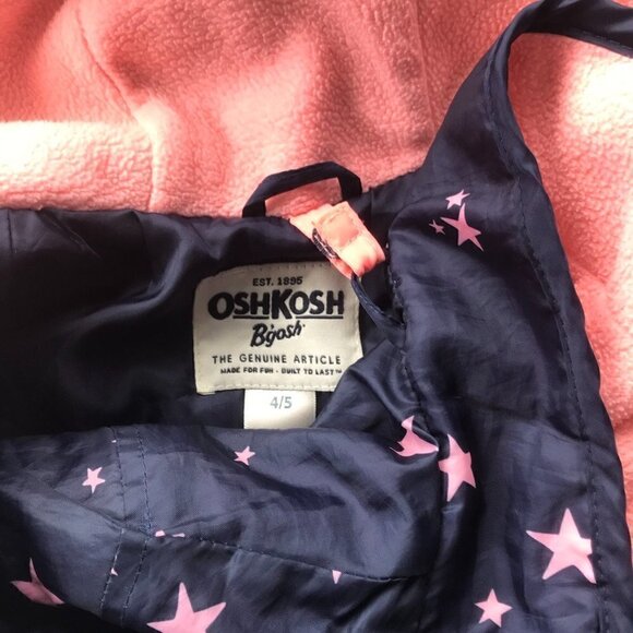OSKKOSH Girl puffer & detachable inner reversible jacket, navy, pink Girls 4-5 - Picture 11 of 16